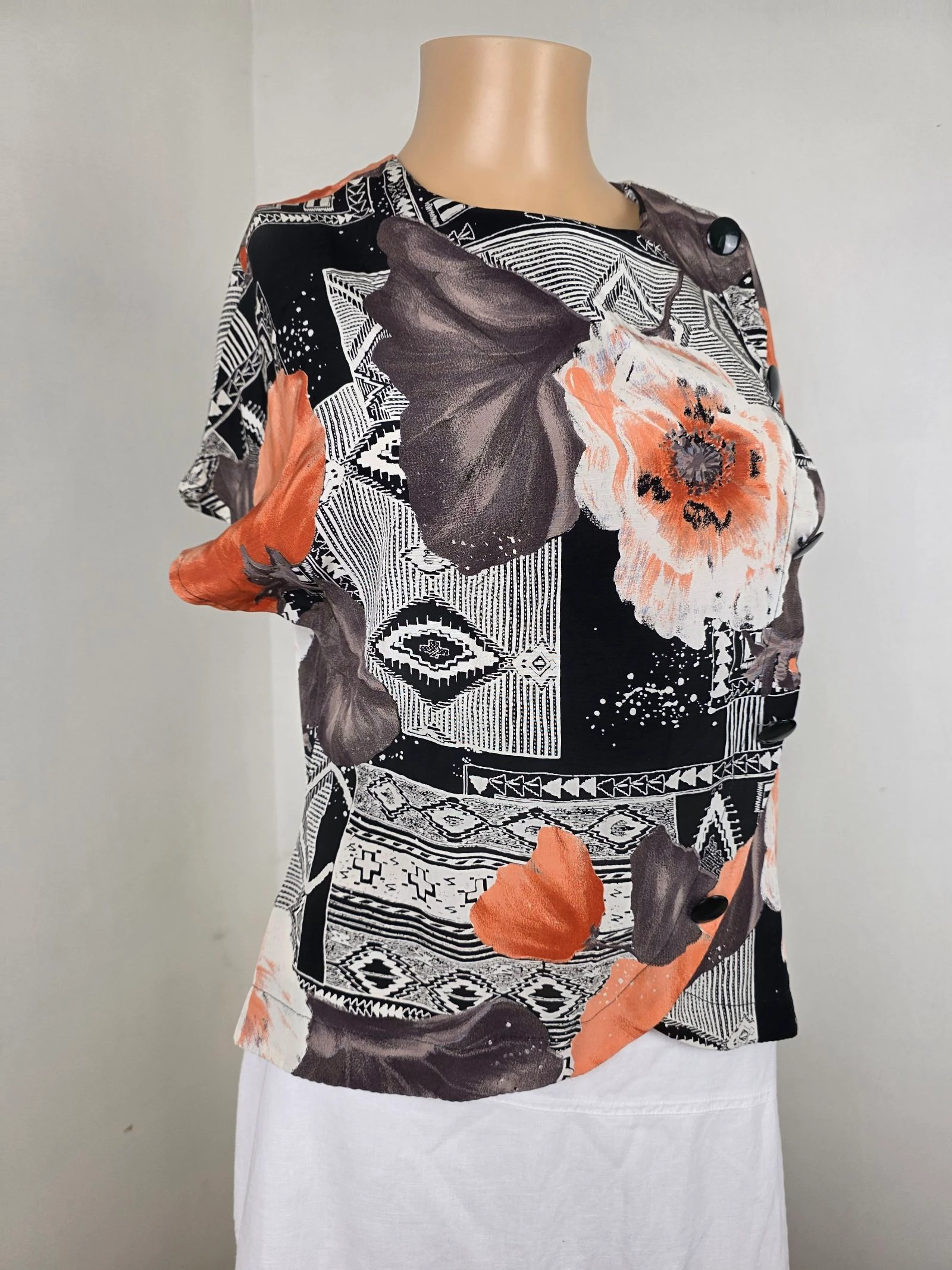 Haut parisien motifs 🍒vintage 80's fabriqué en France🍒taille 38
